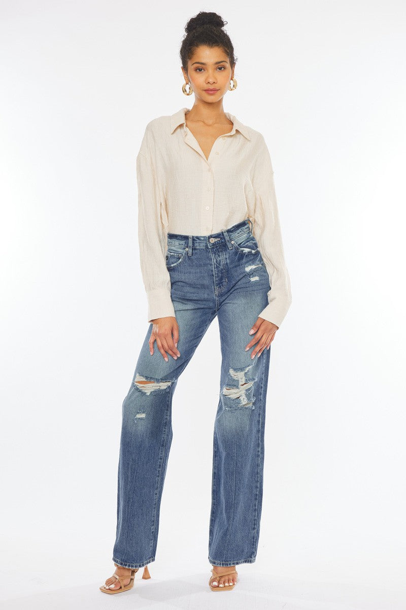 Kan Can ULTRA HIGH RISE 90'S WIDE LEG FLARE JEANS