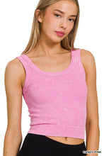 Load image into Gallery viewer, AH WASHED RIBBED CROPPED SEAMLESS SCOOP NECK TANK TOP
