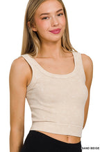 Load image into Gallery viewer, AH WASHED RIBBED CROPPED SEAMLESS SCOOP NECK TANK TOP
