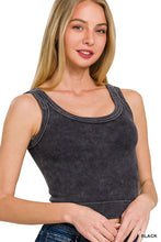 Load image into Gallery viewer, AH WASHED RIBBED CROPPED SEAMLESS SCOOP NECK TANK TOP
