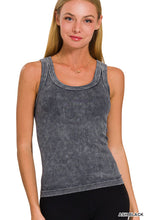 Load image into Gallery viewer, 2 WAY NECKLINE WASHED RIBBED CROPPED TANK TOP
