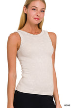 Load image into Gallery viewer, 2 WAY NECKLINE WASHED RIBBED CROPPED TANK TOP
