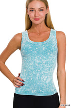 Load image into Gallery viewer, 2 WAY NECKLINE WASHED RIBBED CROPPED TANK TOP
