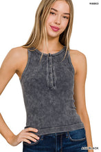 Load image into Gallery viewer, WASHED RIBBED SEAMLESS BUTTON -UP TANK TOP
