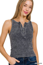 Load image into Gallery viewer, WASHED RIBBED SEAMLESS BUTTON -UP TANK TOP
