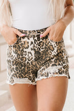 Load image into Gallery viewer, AH CHEETAH PRINT DISTRESSED DENIM  SHORTS
