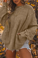 Load image into Gallery viewer, Khaki Exposed Seam Twist Open Back Oversized Sweatshirt
