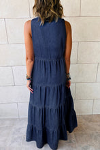 Load image into Gallery viewer, AH Real Teal Sleeveless Tiered Chambray Maxi Dress
