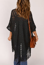 Load image into Gallery viewer, BLACK Loose Knitwear Kimono with Slits
