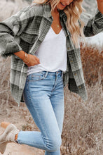 Load image into Gallery viewer, Medium Grey Plaid Flap Pockets Shacket
