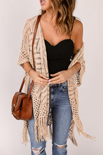 Load image into Gallery viewer, Apricot Loose Knitwear Kimono with Slits
