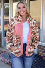 Load image into Gallery viewer, Pink Western Colorblock Snap Buttoned Sherpa Jacket
