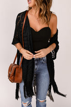 Load image into Gallery viewer, BLACK Loose Knitwear Kimono with Slits
