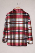 Load image into Gallery viewer, Fiery Red Geometric Plaid Print Pocketed Shacket
