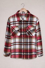 Load image into Gallery viewer, Fiery Red Geometric Plaid Print Pocketed Shacket
