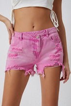 Load image into Gallery viewer, Hot Pink High Rise Crossover Waist Denim Shorts
