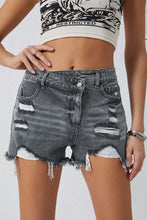 Load image into Gallery viewer, Black High Rise Crossover Waist Denim Shorts
