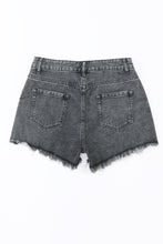 Load image into Gallery viewer, Black High Rise Crossover Waist Denim Shorts
