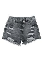 Load image into Gallery viewer, Black High Rise Crossover Waist Denim Shorts
