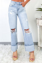 Load image into Gallery viewer, Beau Blue Light Wash Distressed Flare Jeans
