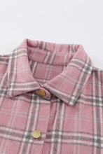 Load image into Gallery viewer, Pink Plaid Pattern Buttoned Shirt Coat with Slits
