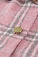 Load image into Gallery viewer, Pink Plaid Pattern Buttoned Shirt Coat with Slits
