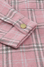 Load image into Gallery viewer, Pink Plaid Pattern Buttoned Shirt Coat with Slits
