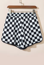 Load image into Gallery viewer, Black Checkered Drawstring Elastic Waist Casual Shorts
