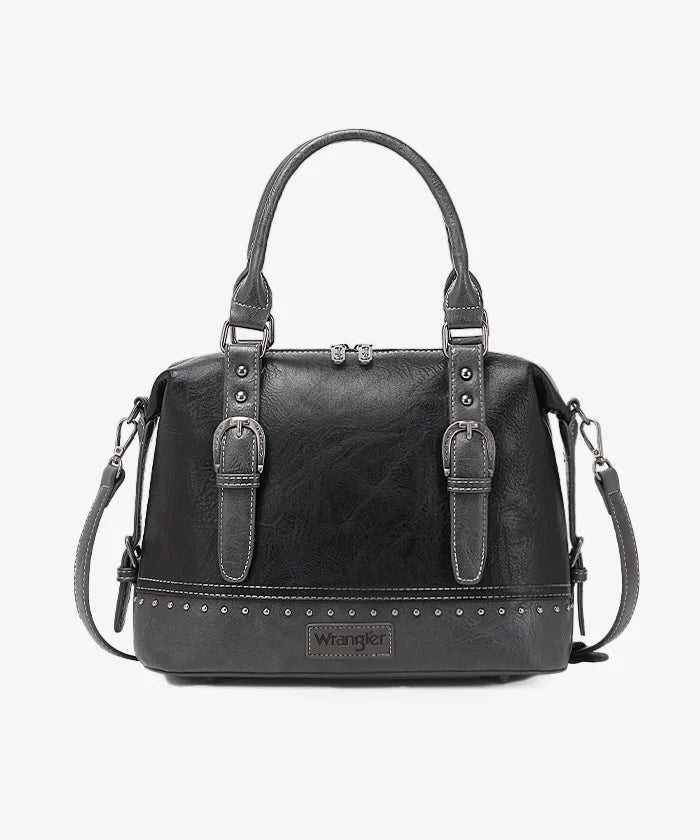 Wrangler Buckle Classic Barrel Satchel BLACK