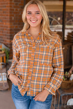 Load image into Gallery viewer, Plaid Embroidery Patch Button-Down Shacket
