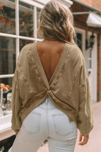 Load image into Gallery viewer, Khaki Exposed Seam Twist Open Back Oversized Sweatshirt
