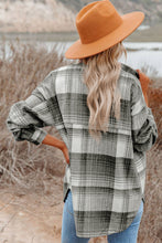 Load image into Gallery viewer, Medium Grey Plaid Flap Pockets Shacket
