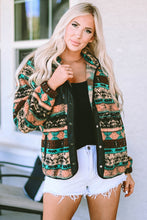 Load image into Gallery viewer, Black Western Colorblock Snap Buttoned Sherpa Jacket
