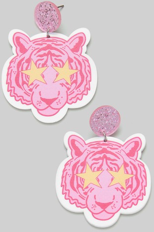 PINK STAR TIGER EARRINGS