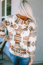 Load image into Gallery viewer, Beige Aztec Print Kangaroo Pocket Half-Zip Hoodie
