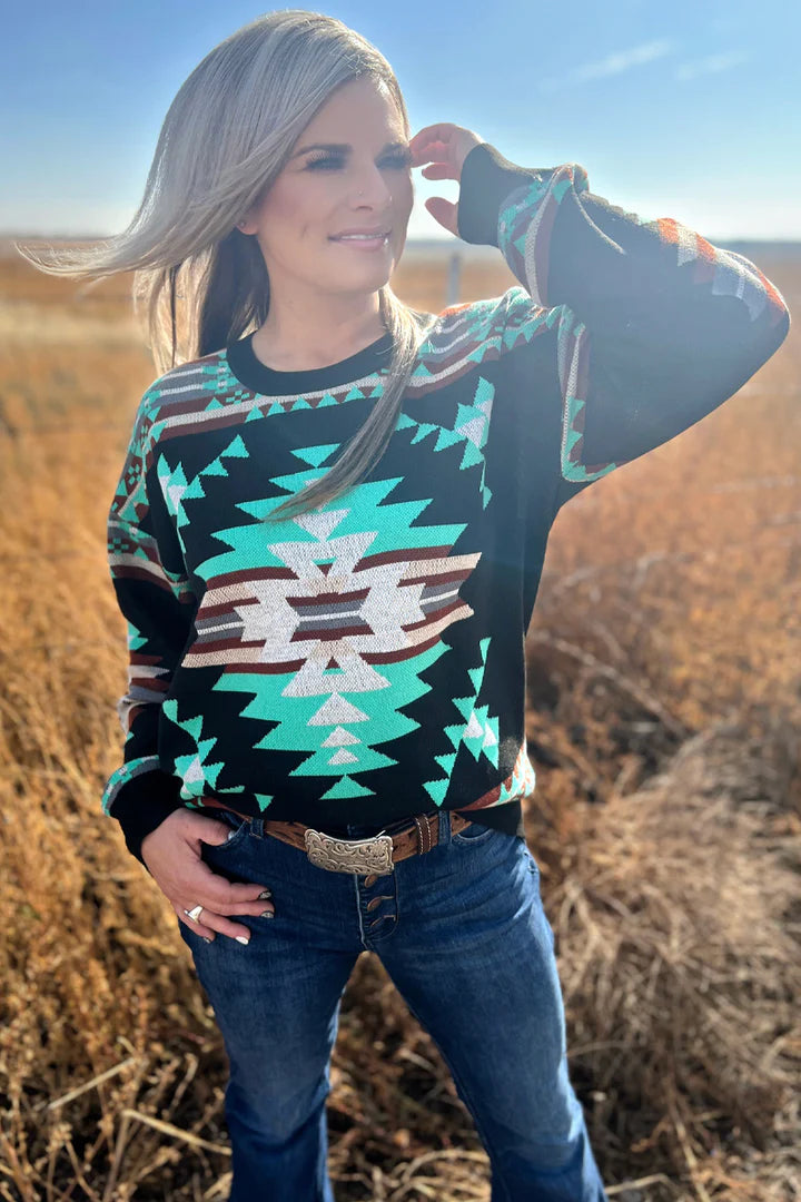 City Night Aztec Sweater