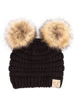 Load image into Gallery viewer, C.C Solid Ribbed Infant Natural Fur Pom Pom Beanie
